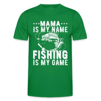 Mom Is My Name Fishing Is My Game - (2) - Men's Functional T-Shirt - kelly green - Front - AI Model Male 178 dark (178cm)