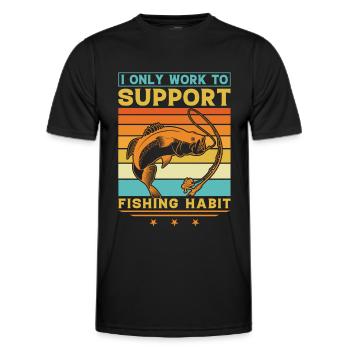 Je ne travaille que pour changer mes habitudes de pêche. - T-shirt sport Homme - noir - Devant - AI Model Male 178 dark (178cm)