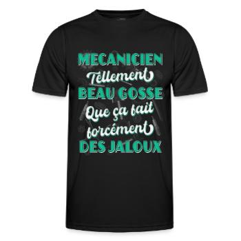 Mécanicien humour citation mécano garagiste auto - T-shirt sport Homme - noir - Devant - AI Model Male 178 dark (178cm)