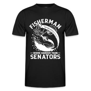 Fishermen work harder than senators 1 - - Men's Functional T-Shirt - black - Front - AI Model Male 178 dark (178cm)