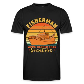 Fishermen work harder than senators - - Men's Functional T-Shirt - black - Front - AI Model Male 178 dark (178cm)