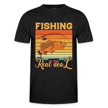 Fishing is the only real thing 2 - - Men's Functional T-Shirt - black - Front - AI Model Male 178 dark (178cm)