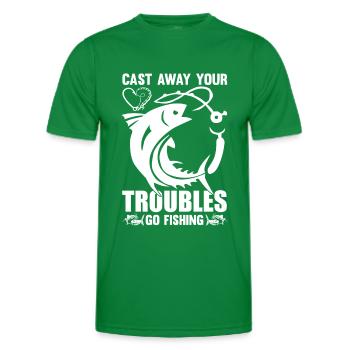 Schmeiß deine Sorgen weg, geh angeln 1 - - Männer Funktions-T-Shirt - Kelly Green - Vorne - AI Model Male 178 dark (178cm)