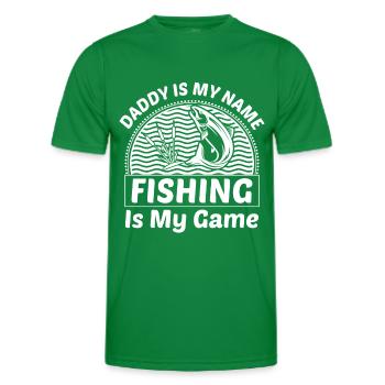 Daddy is my name Fishing is my game - - Men's Functional T-Shirt - kelly green - Front - AI Model Male 178 dark (178cm)