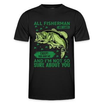 All fishermen are liars, except you and me, and - Men's Functional T-Shirt - black - Front - AI Model Male 178 dark (178cm)