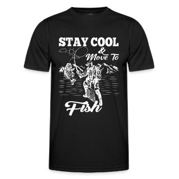 Bleib cool & beweg dich zum Fischen - - Männer Funktions-T-Shirt - Schwarz - Vorne - AI Model Male 178 dark (178cm)