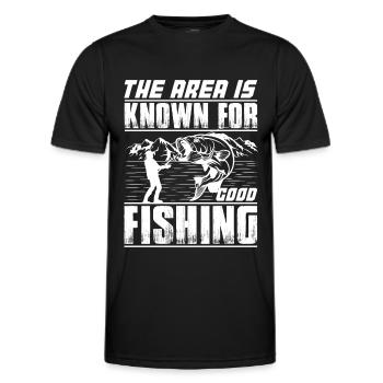 Das Gebiet ist bekannt für gutes Angeln - - Männer Funktions-T-Shirt - Schwarz - Vorne - AI Model Male 178 dark (178cm)