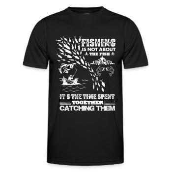 Fishing is not about the fish, but about - Men's Functional T-Shirt - black - Front - AI Model Male 178 dark (178cm)