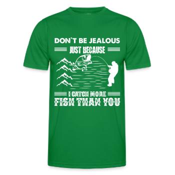 Ne sois pas jaloux juste parce que j’attrape plus de poissons - T-shirt sport Homme - vert - Devant - AI Model Male 178 dark (178cm)