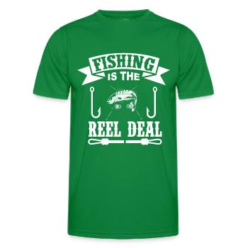 Fishing is the business with the reel -. - Men's Functional T-Shirt - kelly green - Front - AI Model Male 178 dark (178cm)