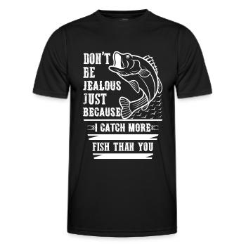 Don't be jealous just because I have more fish. - Men's Functional T-Shirt - black - Front - AI Model Male 178 dark (178cm)