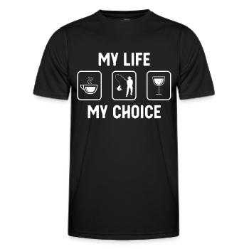 Mein Leben, meine Wahl - Wein - Angeln - - Männer Funktions-T-Shirt - Schwarz - Vorne - AI Model Male 178 dark (178cm)