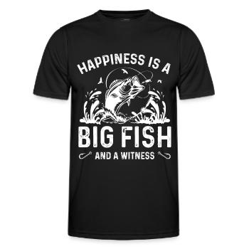 Happiness is a big fish and a witness - Men's Functional T-Shirt - black - Front - AI Model Male 178 dark (178cm)