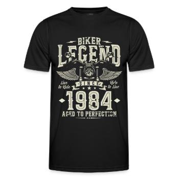 Biker legend since 1984 - Men's Functional T-Shirt - black - Front - AI Model Male 178 dark (178cm)