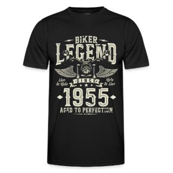 Légende du motard depuis 1955 - T-shirt sport Homme - noir - Devant - AI Model Male 178 dark (178cm)