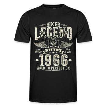 Légende du motard depuis 1966 - T-shirt sport Homme - noir - Devant - AI Model Male 178 dark (178cm)