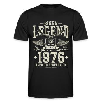 Légende des motards depuis 1976 - T-shirt sport Homme - noir - Devant - AI Model Male 178 dark (178cm)