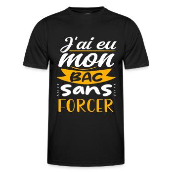 j'ai eu mon bac sans forcer - T-shirt sport Homme - noir - Devant - AI Model Male 178 dark (178cm)
