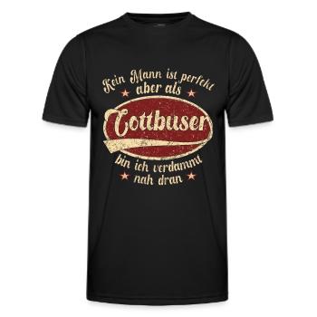 Cottbus Retro der perfekte Cottbuser Mann Spruch - Männer Funktions-T-Shirt - Schwarz - Vorne - AI Model Male 178 dark (178cm)