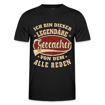 Geocacher ich bin dieser legendäre Geocacher - Männer Funktions-T-Shirt - Schwarz - Vorne - AI Model Male 178 dark (178cm)