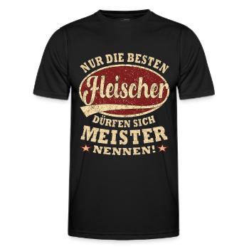 Fleischer Meister nur die Besten - Männer Funktions-T-Shirt - Schwarz - Vorne - AI Model Male 178 dark (178cm)