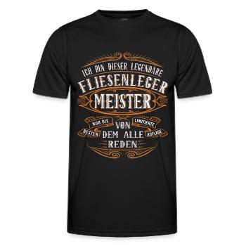 Fliesenleger Meister Ich bin dieser legendäre - Männer Funktions-T-Shirt - Schwarz - Vorne - AI Model Male 178 dark (178cm)