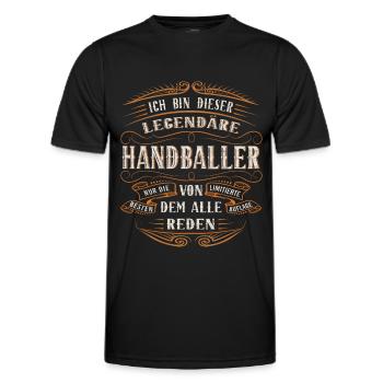 Handball Ich bin dieser legendäre Handballer - Männer Funktions-T-Shirt - Schwarz - Vorne - AI Model Male 178 dark (178cm)