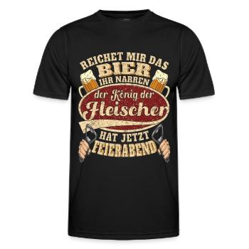 Fleischer Bier Feierabend - Männer Funktions-T-Shirt - Schwarz - Vorne - AI Model Male 178 dark (178cm)