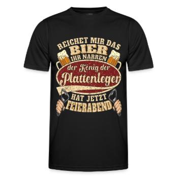 Plattenleger Bier Feierabend - Männer Funktions-T-Shirt - Schwarz - Vorne - AI Model Male 178 dark (178cm)