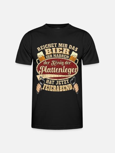 Plattenleger Bier Feierabend - Männer Funktions-T-Shirt - Schwarz