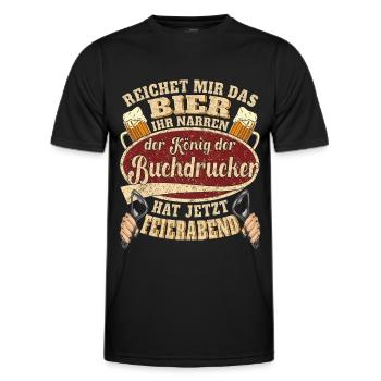 Buchdrucker Bier Feierabend - Männer Funktions-T-Shirt - Schwarz - Vorne - AI Model Male 178 dark (178cm)