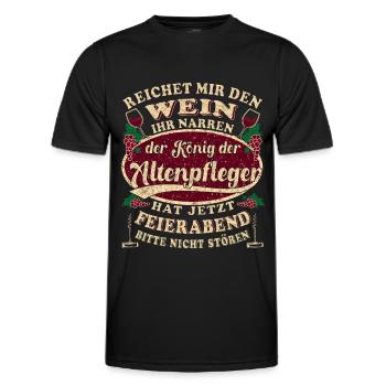 Altenpfleger Wein Feierabend - Männer Funktions-T-Shirt - Schwarz - Vorne - AI Model Male 178 dark (178cm)