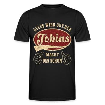 Tobias alles wird gut der Tobias ist jetzt da - Männer Funktions-T-Shirt - Schwarz - Vorne - AI Model Male 178 dark (178cm)