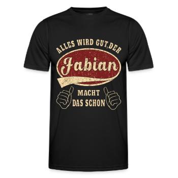 Fabian alles wird gut der Fabian ist jetzt da - Männer Funktions-T-Shirt - Schwarz - Vorne - AI Model Male 178 dark (178cm)