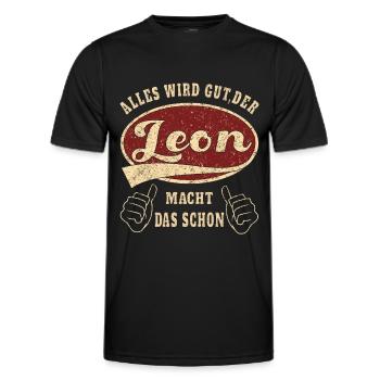 Leon alles wird gut der Leon ist jetzt da Retro - Männer Funktions-T-Shirt - Schwarz - Vorne - AI Model Male 178 dark (178cm)