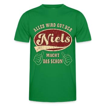 Niels alles wird gut der Niels macht das schon - Männer Funktions-T-Shirt - Kelly Green - Vorne - AI Model Male 178 dark (178cm)