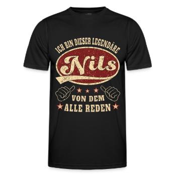 Nils ich bin dieser legendäre Nils Retro - Männer Funktions-T-Shirt - Schwarz - Vorne - AI Model Male 178 dark (178cm)