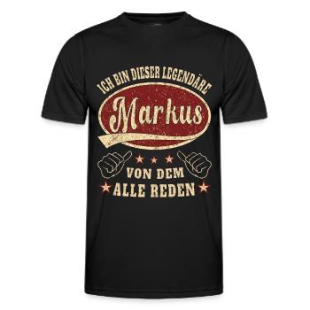 Markus ich bin dieser legendäre Markus Retro - Männer Funktions-T-Shirt - Schwarz - Vorne - AI Model Male 178 dark (178cm)