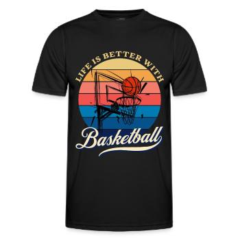 life is better with Basketball Summer Design - Men's Functional T-Shirt - black - Front - AI Model Male 178 dark (178cm)