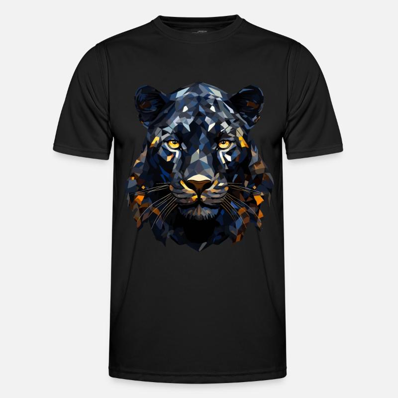 Schwarzer Panther Polygon Style Männer Funktions-T-Shirt