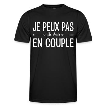je peux pas je suis en couple. cadeau couple. - T-shirt sport Homme - noir - Devant - AI Model Male 178 dark (178cm)