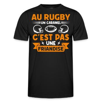 rugbyman. Cadeau fan de rugby. Au Rugby un caramel - T-shirt sport Homme - noir - Devant - AI Model Male 178 dark (178cm)