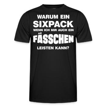 Warum ein Sixpack lustige Bierbauch Sprüche - Männer Funktions-T-Shirt - Schwarz - Vorne - AI Model Male 178 dark (178cm)
