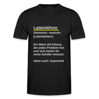 Lateinlehrer Spruch Latein Wörterbuch - Männer Funktions-T-Shirt - Schwarz - Vorne - AI Model Male 178 dark (178cm)