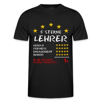 Lehrer Zeugnis Spruch 5 Sterne Lehrer - Männer Funktions-T-Shirt - Schwarz - Vorne - AI Model Male 178 dark (178cm)