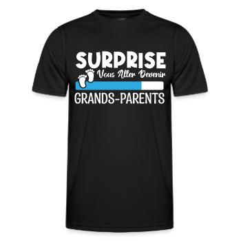 annonce grossesse grands parents. devenir grands. - T-shirt sport Homme - noir - Devant - AI Model Male 178 dark (178cm)
