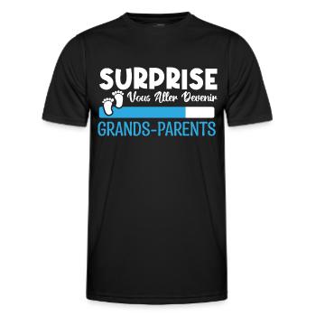 annonce grossesse grands parents. devenir grands. - T-shirt sport Homme - noir - Devant - AI Model Male 178 dark (178cm)