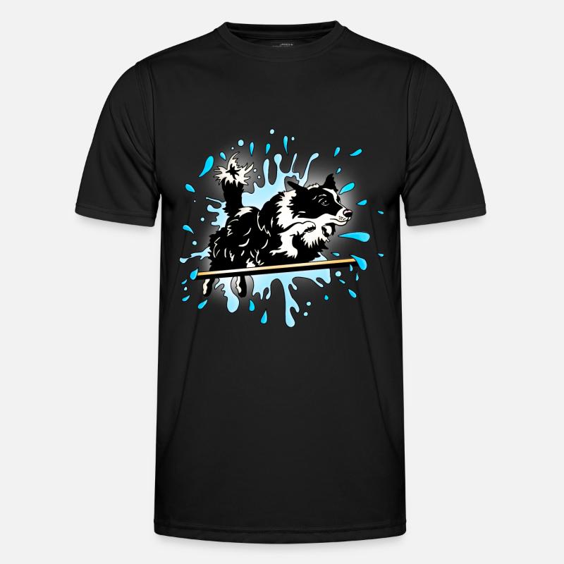border collie agility splash - Men's Functional T-Shirt - black