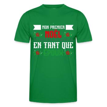 mon premier Noël en tant que epoux - T-shirt sport Homme - vert - Devant - AI Model Male 178 dark (178cm)