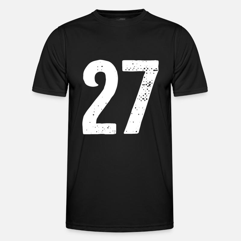 27 Numbers White - Men's Functional T-Shirt - black